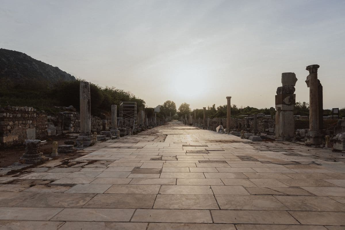 The Temple of Artemis ruins at sunset near Ephesus