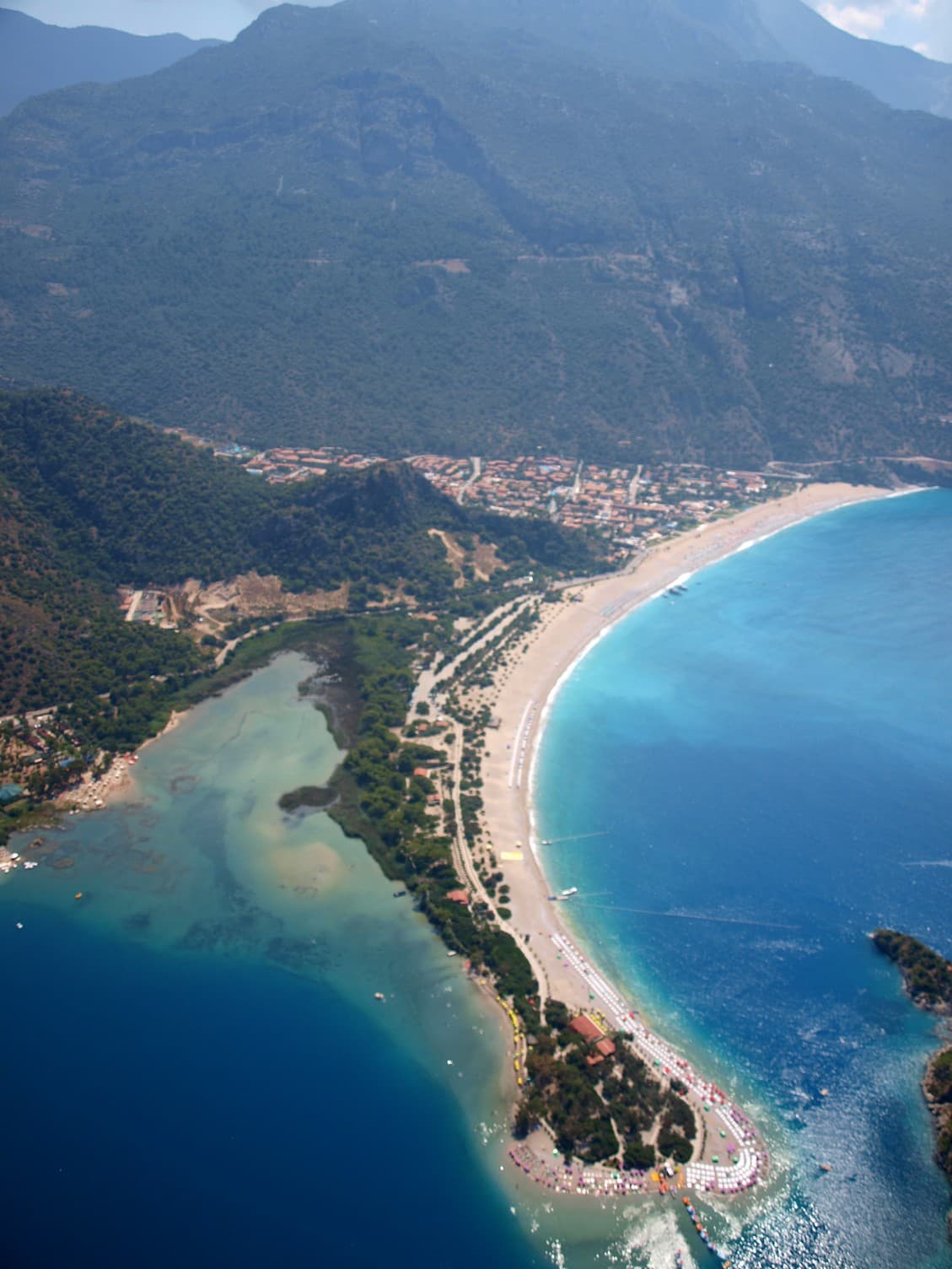 Paragliding aerial view of Ölüdeniz and Babadağ Mountain