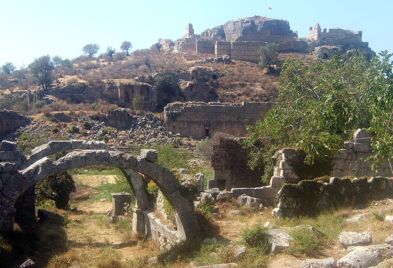 Tlos ancient city ruins overlooking the Xanthos Valley