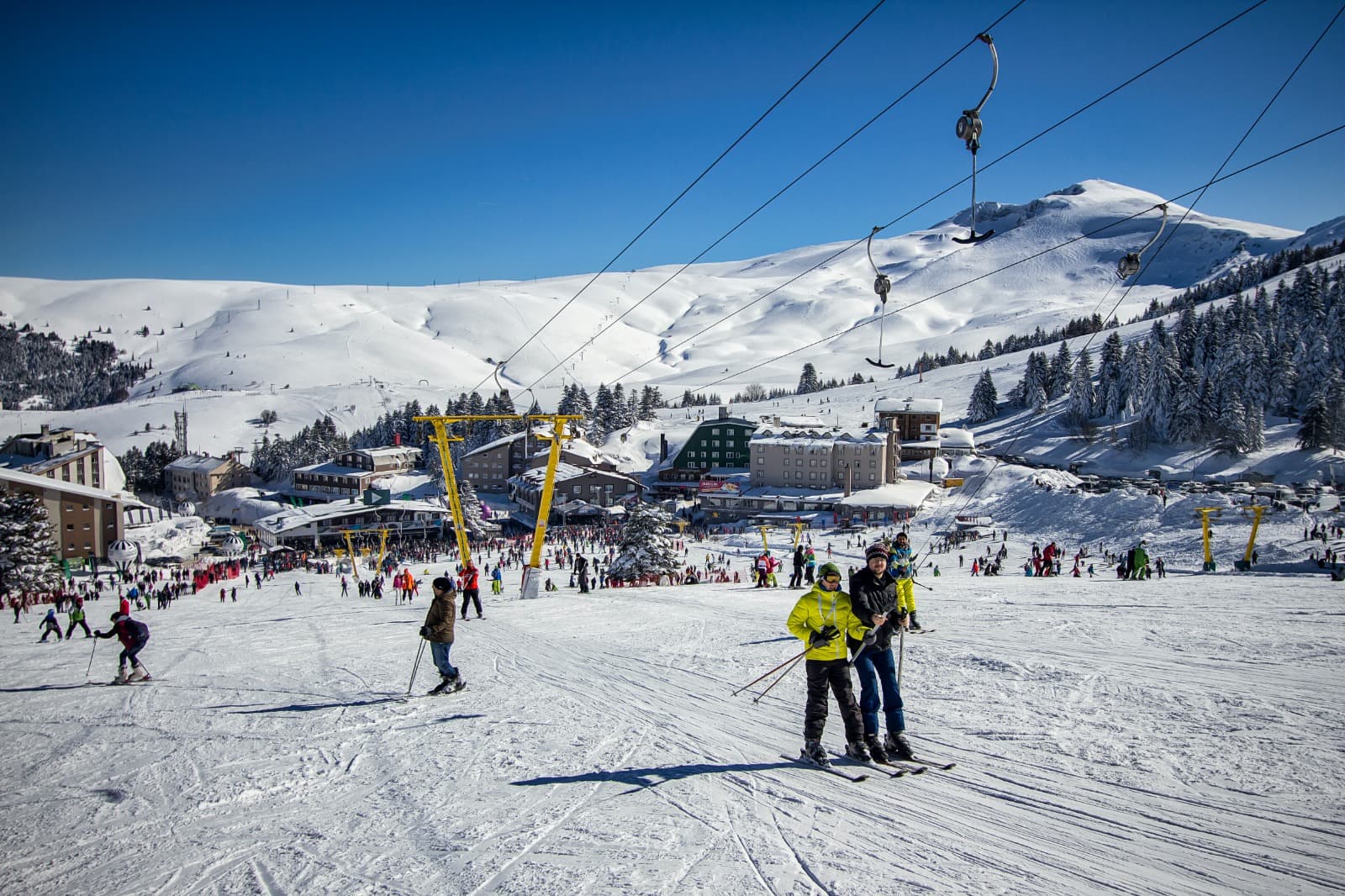 Winter snow activities and ski slopes at Mount Uludağ